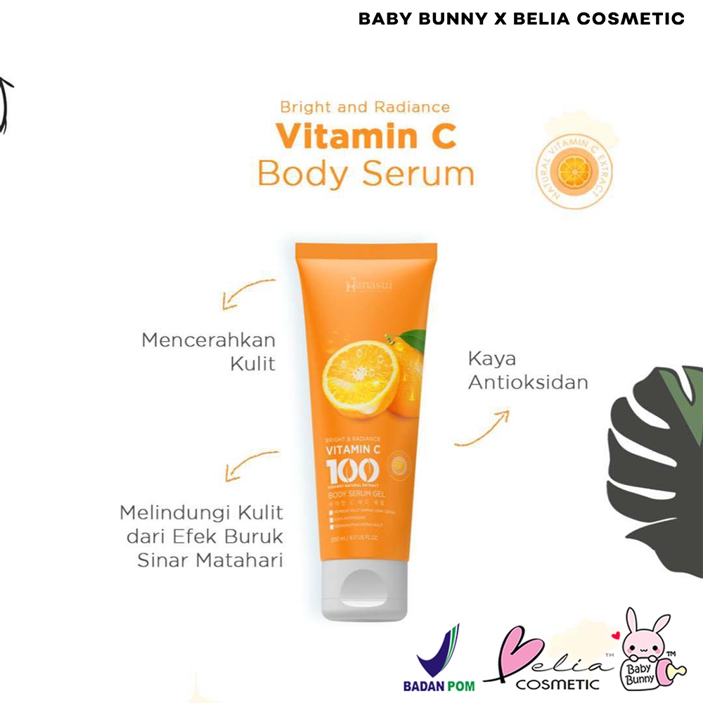 ❤ BELIA ❤ HANASUI Body Serum Gel 200 mL | Aloe Vera | Vit C | Sakura | Gel Tubuh | BPOM