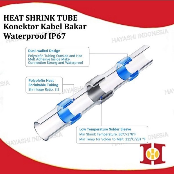 Heat Shrink Konektor Penyambung Kabel Isolasi Bakar Solder Waterproof   - 10pcs