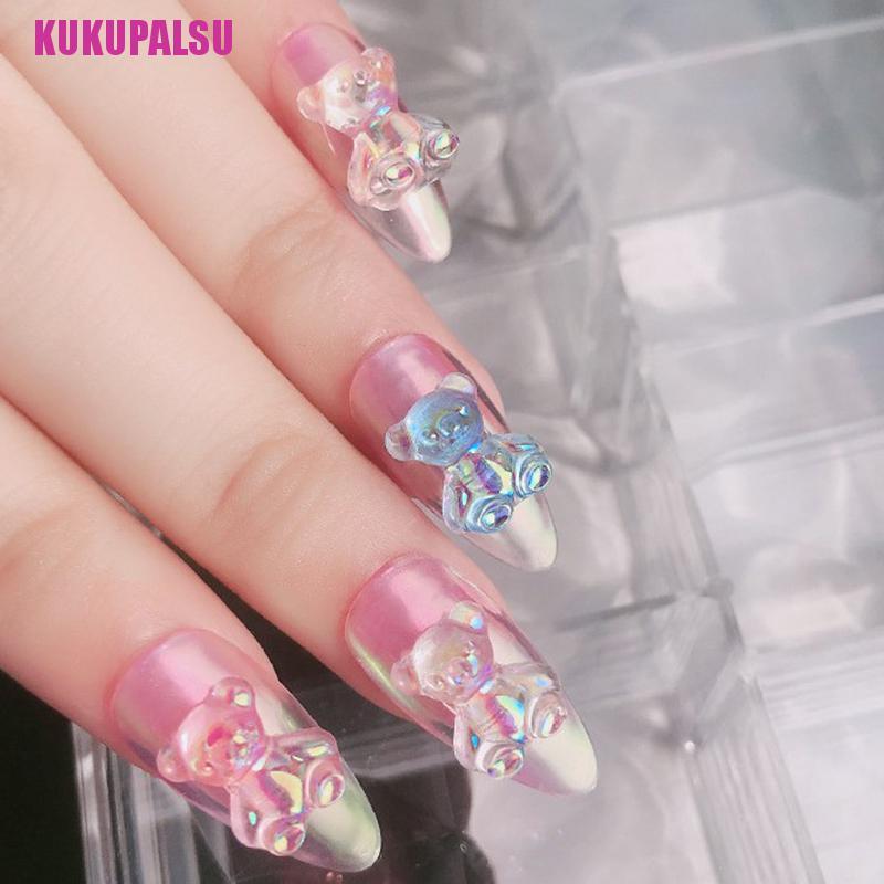 (Full) 6pcs Hiasan Kuku 3d Bentuk Beruang 3 Ukuran Untuk Nail Art