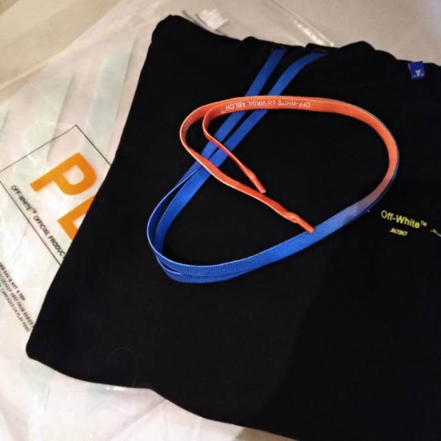 (NOT AUTHENTIC - TMN TITIP JUAL) OFF WHITE X VIRGIL ABLOH YELLOW ACRYLIC ARROW BLACK HOODIE