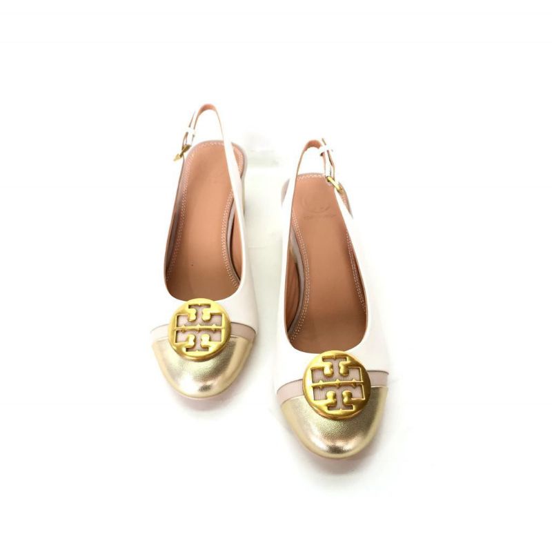 Tory Burch Classic Metal Stitching Round Buckle Sandals High Heels
