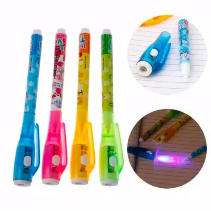 Invisible Pen with UV Light / Pulpen Nyontek 24 PCS