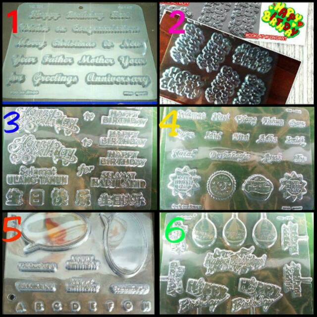 Cetakan Coklat Puding Mika Ucapan Happy Birthday selamat ulang tahun