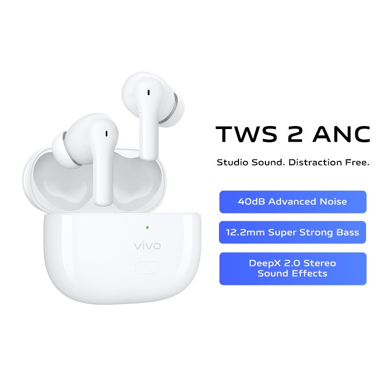 Vivo TWS 2 ANC Earphone Bluetoth Vivo TWS 2e Feather light WaIGHT 12.2mm Super Strong Bass Garansi Resmi Gratis Ongkir murah