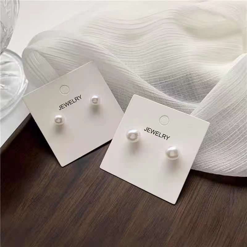 Sterling silver jarum Jepang dan Korea partysu lucu dan kompak mutiara stud anting-anting sederhana