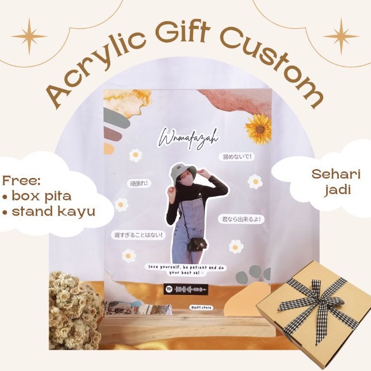 

ACRYLIC GIFT CUSTOM +BOX PITA, KADO HARI GURU, VALENTINE, SIDANG, WISUDAH, ULTAH, NIKAH (SEHARI JADI)