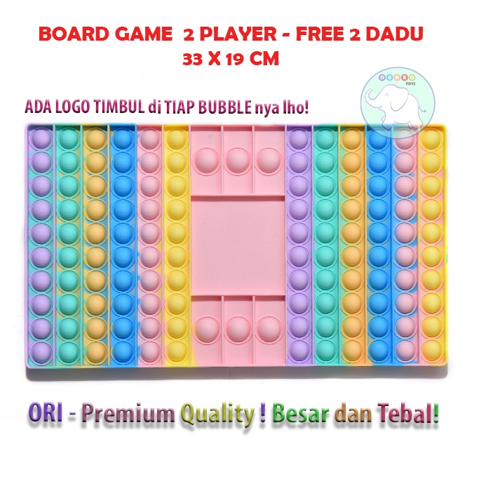 Pop It Board Game Persegi Panjang Battle Free Dadu Rainbow Jumbo-BoardGame2P PersegiD