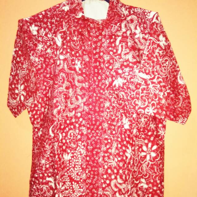 Batik Tulis Lasem Kemeja Pria Merah uk L