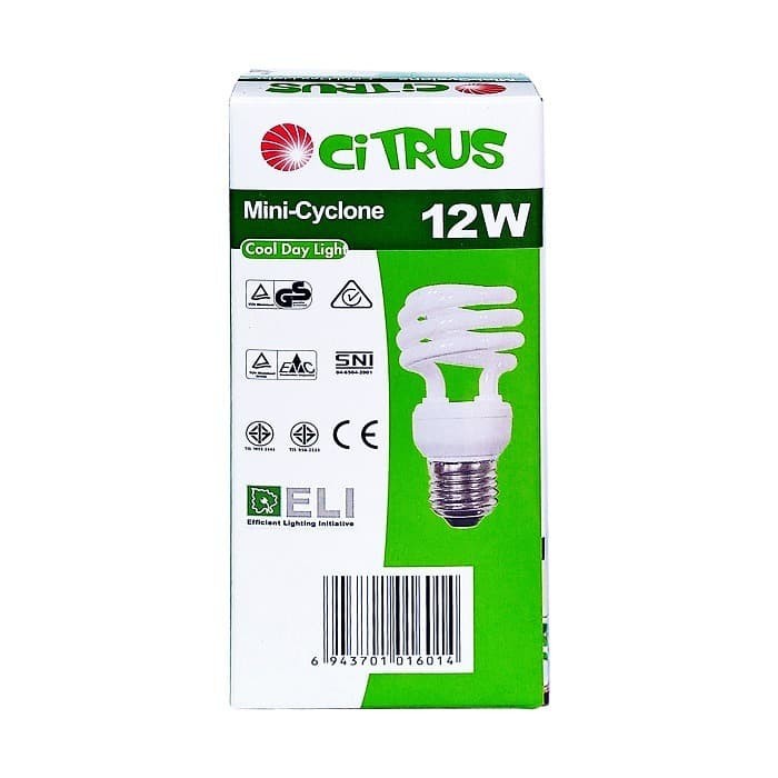 CITRUS LAMPU MINI CYCLONE 12W E27 PUTIH BOHLAM 12 WATT SPIRAL CDL