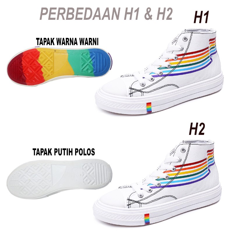 Sepatu Sneakers Kanvas High Top Bertali Sneaker Wanita Sepatu Putih Perempuan Cewek Import SP-089