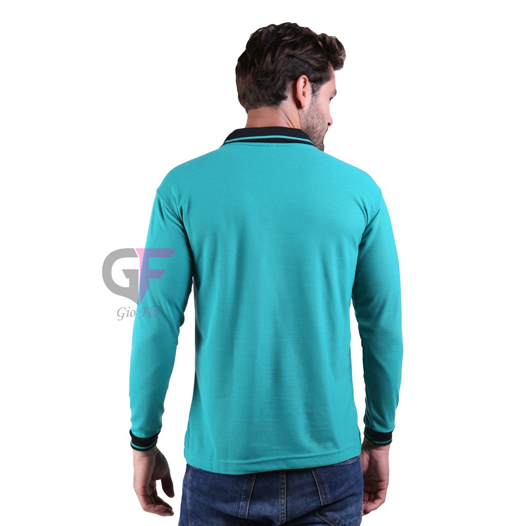 GIOFLO Kaos Casual Pria Polo Shirts Pria Casual Smart Biru Tosca / PLS 64