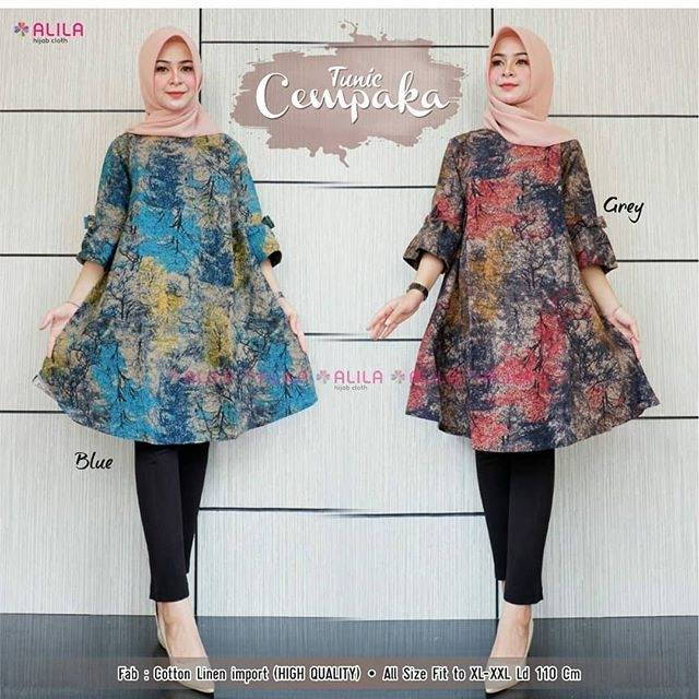 Tunik cotton linen import | tunik motif | tunik hijab | tunik basic | tunik polos | tunik murah solo