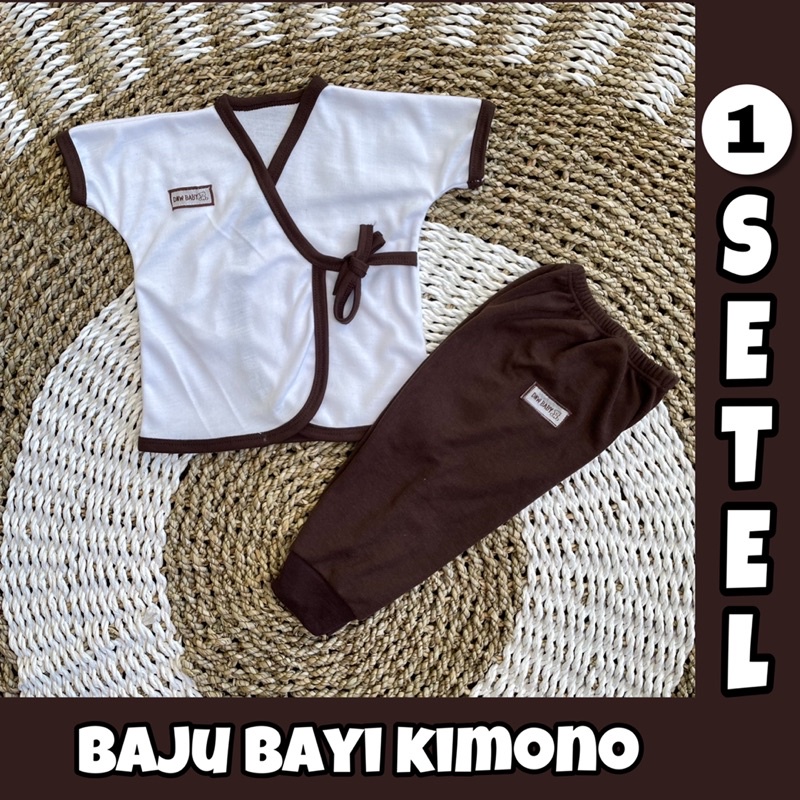 PREMIUM QUALITY 1 Stel Baju Bayi Newborn Kimono polos Lengan Pendek DNW BABY