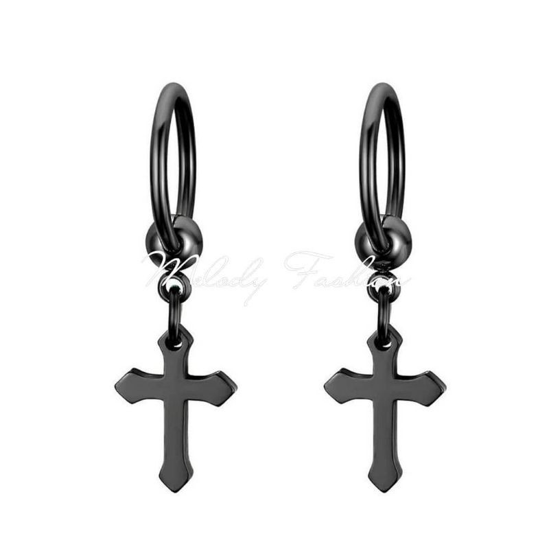 ANTING SALIB JEPIT PREMIUM TITANIUM MFS PRIA COWO WANITA CEWE HITAM PUTIH EMAS KATOLIK KRISTEN MUDA