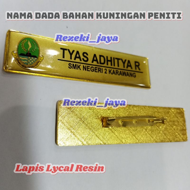 

Name Tag Nama Dada Papan Nama Dada Bahan Kuningan Peniti Lapis Lycal Resin