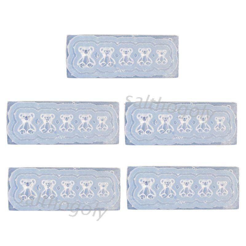 Moonlight 5pcs / Set Cetakan Resin Bentuk Beruang Gummy Bear Mini Bahan Silikon Untuk Nail Art