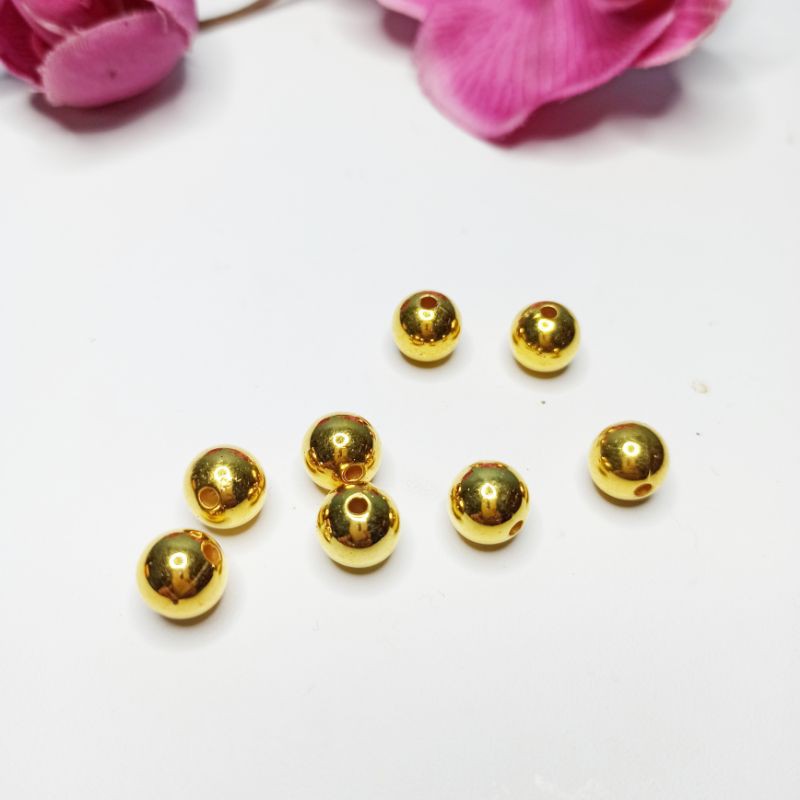 Mote gold 10mm lubang kecil perlusin