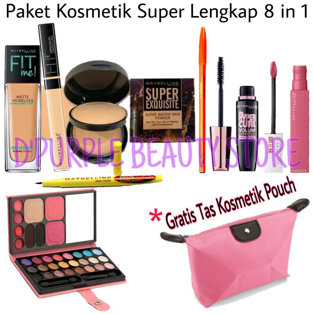 Paket Kosmetik Maybelline Super Lengkap 8 In 1 - Paket MakeUp Maybelline Super Lengkap 8 In 1