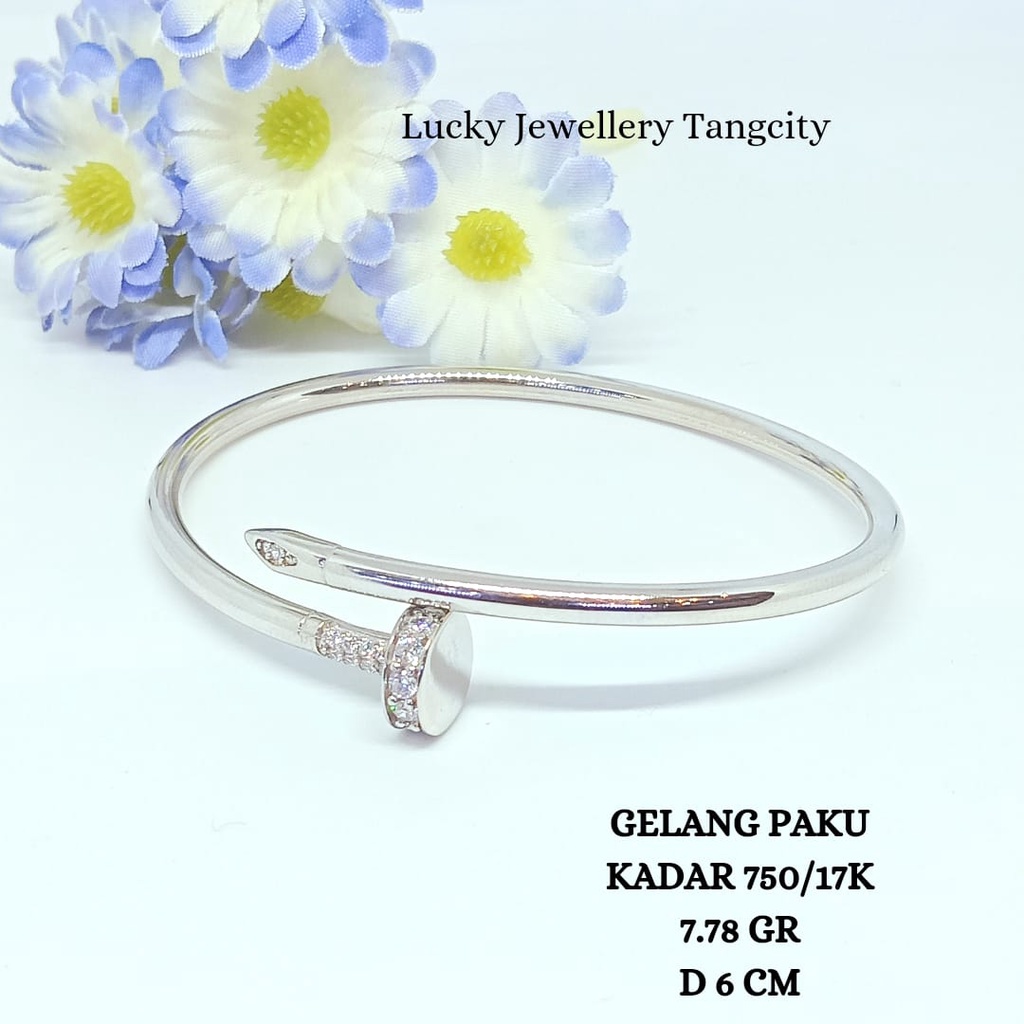 GELANG PAKU EMAS PUTIH KADAR 750/17K  7.78 GR D 6 CM