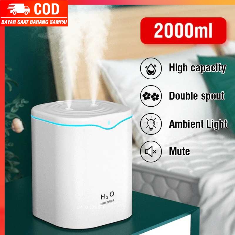 (100% BARANG ORI) PDQ Humidifier Aromatherapy Oil Diffuser Double Spray 2000ml - H2000