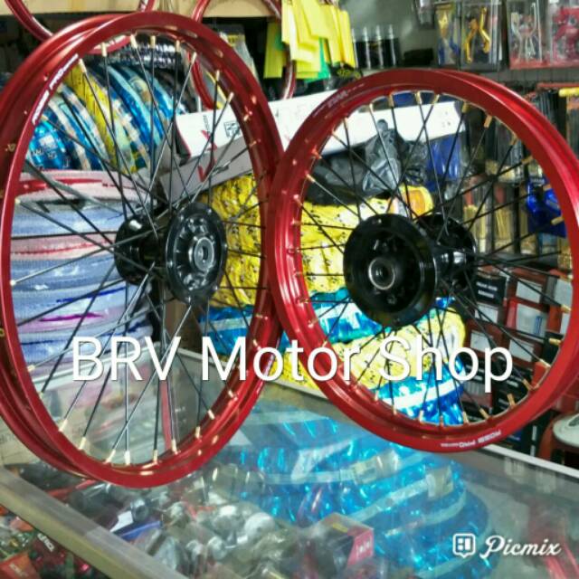 Velg 18+21 Tromol Scarlet KLX D Tracker  Trail 18-21 Tromol Scarlet Siap Pasang Aja