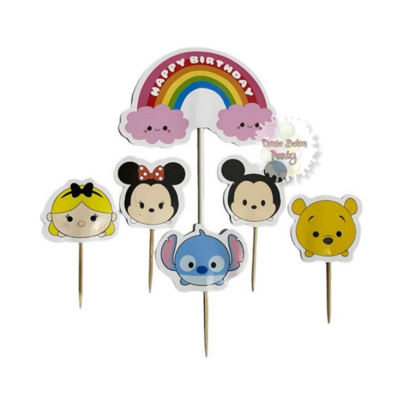 Cake Topper Happy Birthday / Cake Topper Disney Tsum Tsum