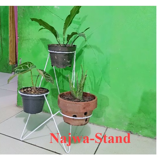 Standing pot bunga besi 3in1 kokoh