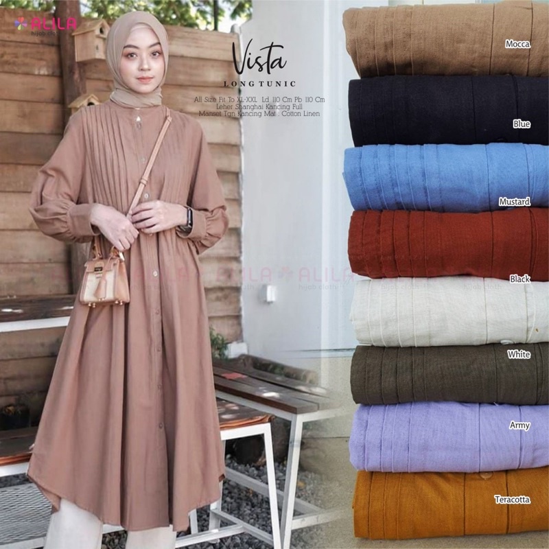 Tunik wanita cantik polos model panjang kekinian terbaru. Long Tunic remaja ibu muda mewah. Vista lo