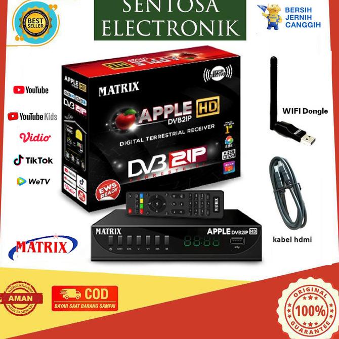 SET TOP BOX DVB2IP MATRIX APPLE MERAH + HDMI + WIFI DONGLE