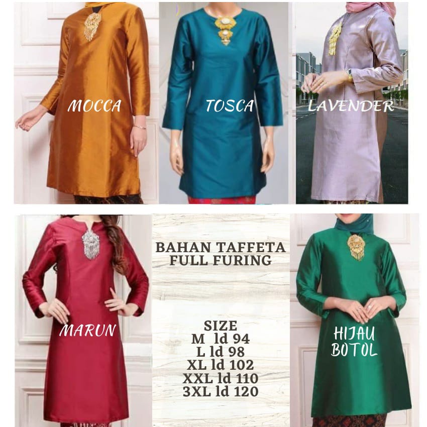 (COD)> ATASAN TAFETA< Kebaya TAFETA - Kebaya Tunik TAFETA - Kebaya Modern - Kebaya Malaysia -Kebaya 