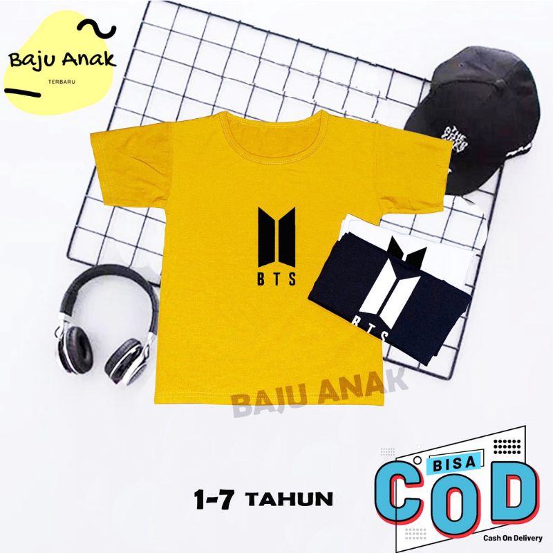 BAJU ANAK BTS CEWEK COWOK KAOS KATUN ANAK S M L XL PILIH WARNA