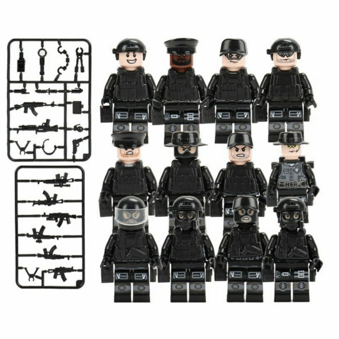 Lego Swat Isi 12 Pcs Police Military Soldier Polisi Pasukan Weapon