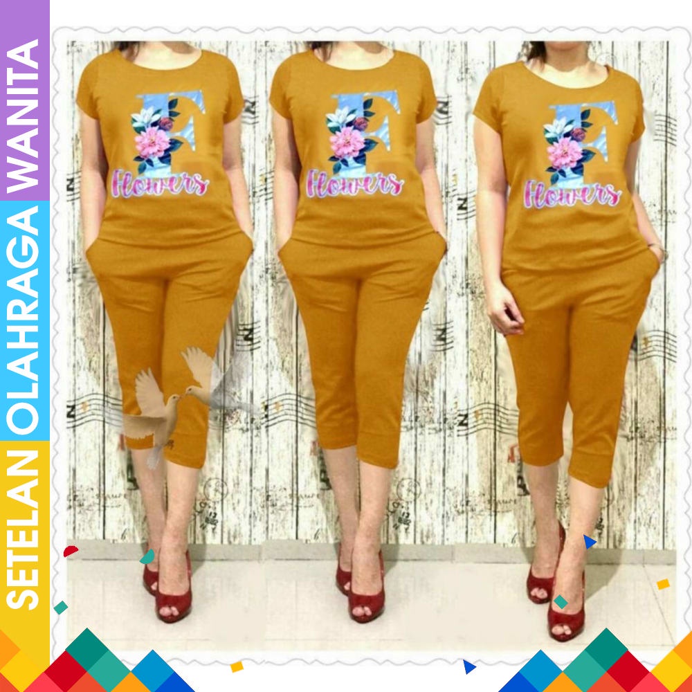 READY Baju Senam Aerobik Stelan Outdoor Zumba Olahraga Panjang Muslim Cycling Rok Merah Hitam ORE