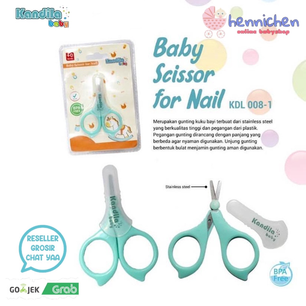 KANDILA BABY Scissor For Nail - Gunting Kuku Bayi + Tutup KDL008-1