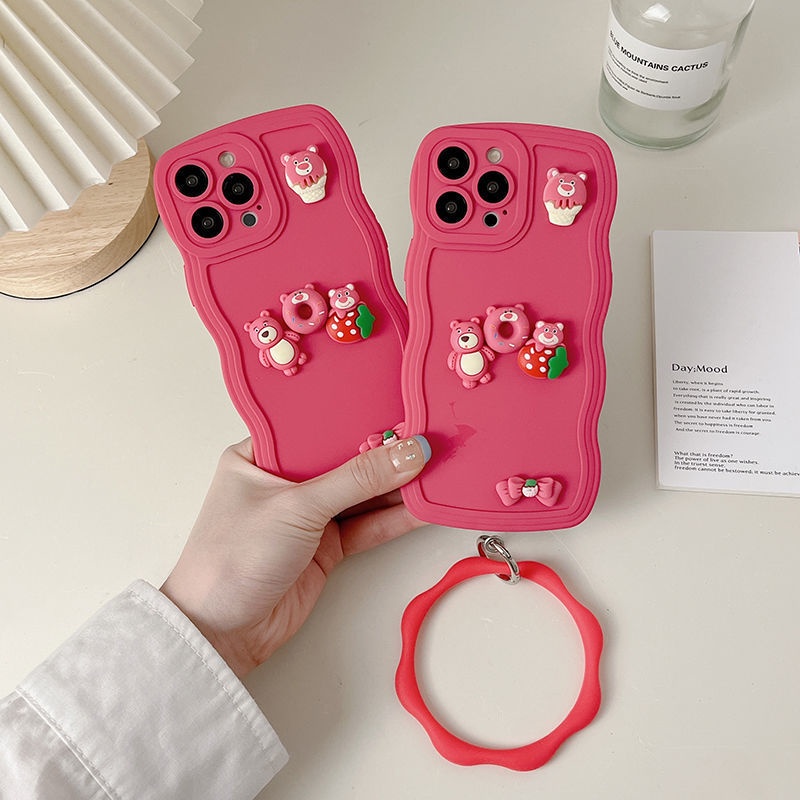 Case Motif Beruang strawberry Tiga Dimensi Untuk iPhone 12 13 14 11 Pro Max X Xs Max Xr krhrtf8