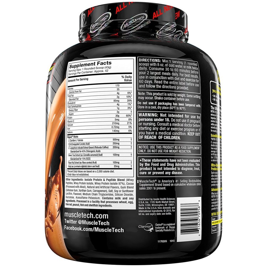 Nitrotech Ripped 4LBS Nitrotech Whey Protein + Fat loss support