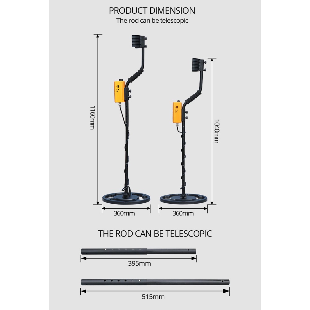 Pendeteksi Logam Underground Metal Gold Silver Detector Finder High Sensitivity - ST944 - Black