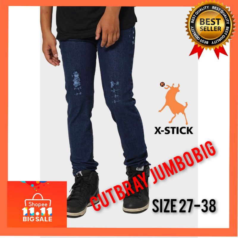 Celana cutbray Sobek Jeans/ cutbray cowok / jeans cutbray JUMBO Celana Panjang Pensil Black second