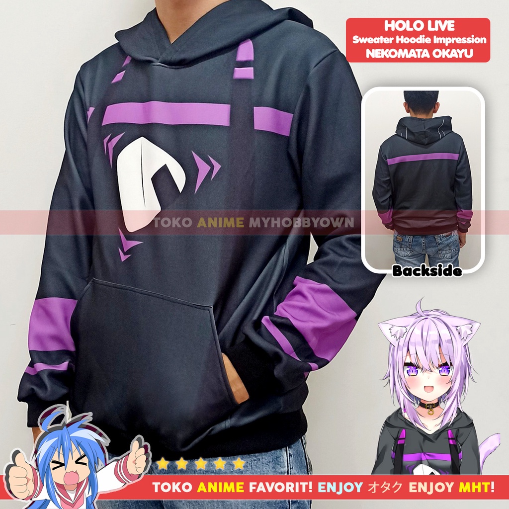 Jaket Hoodie Sweater Anime Holo Live Nekomata Okayu Impression Cosplay