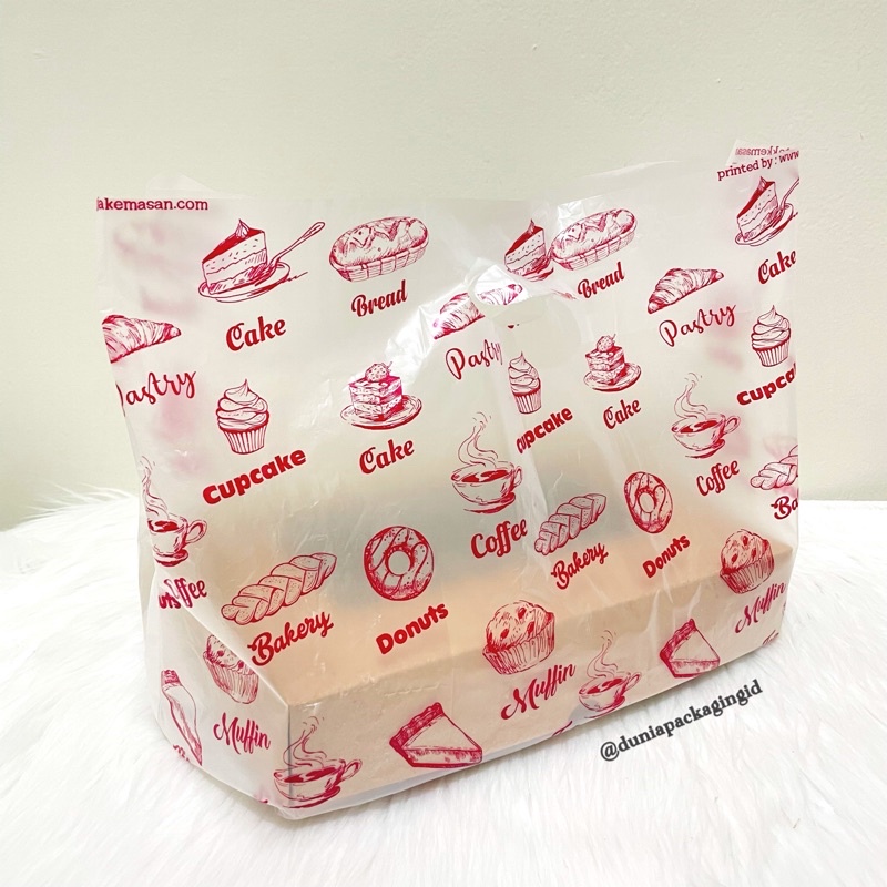 Kantong Plastik Kotak Kue / Donat / Cake / Makanan Full Motif Mewah GROSIR