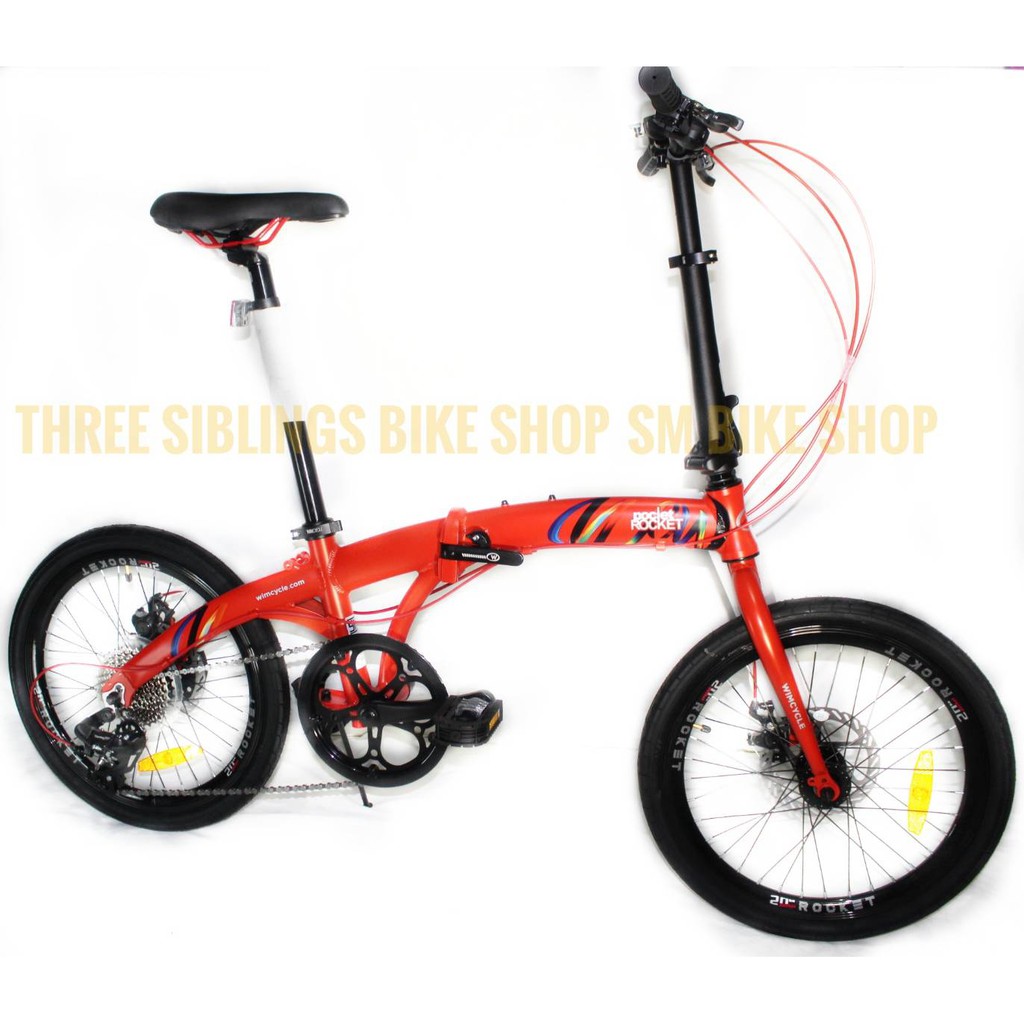 SEPEDA LIPAT WIM CYCLE POCKET ROCKET ALLOY 8 SPEED 20 INCH WARNA MERAH