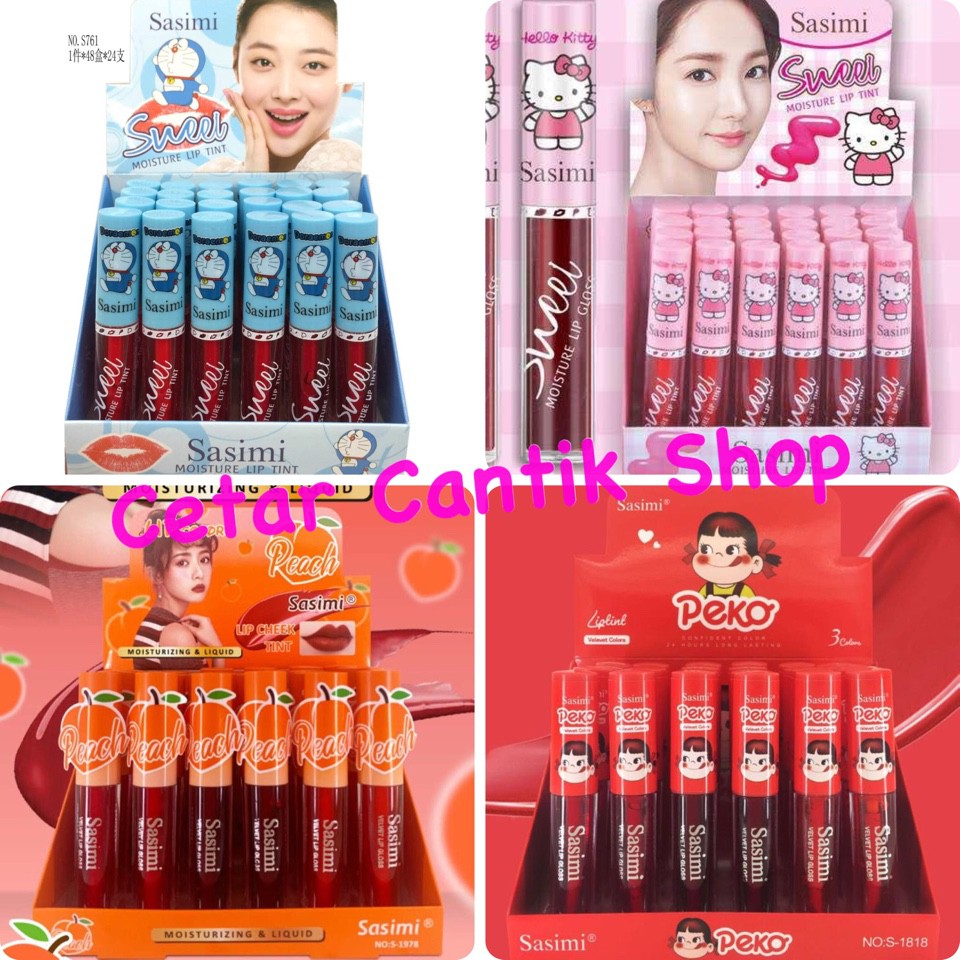 [LUSINAN] Liptint Sasimi Waterproof Matte Doraemon/ Hello Kitty /Peach Velvet