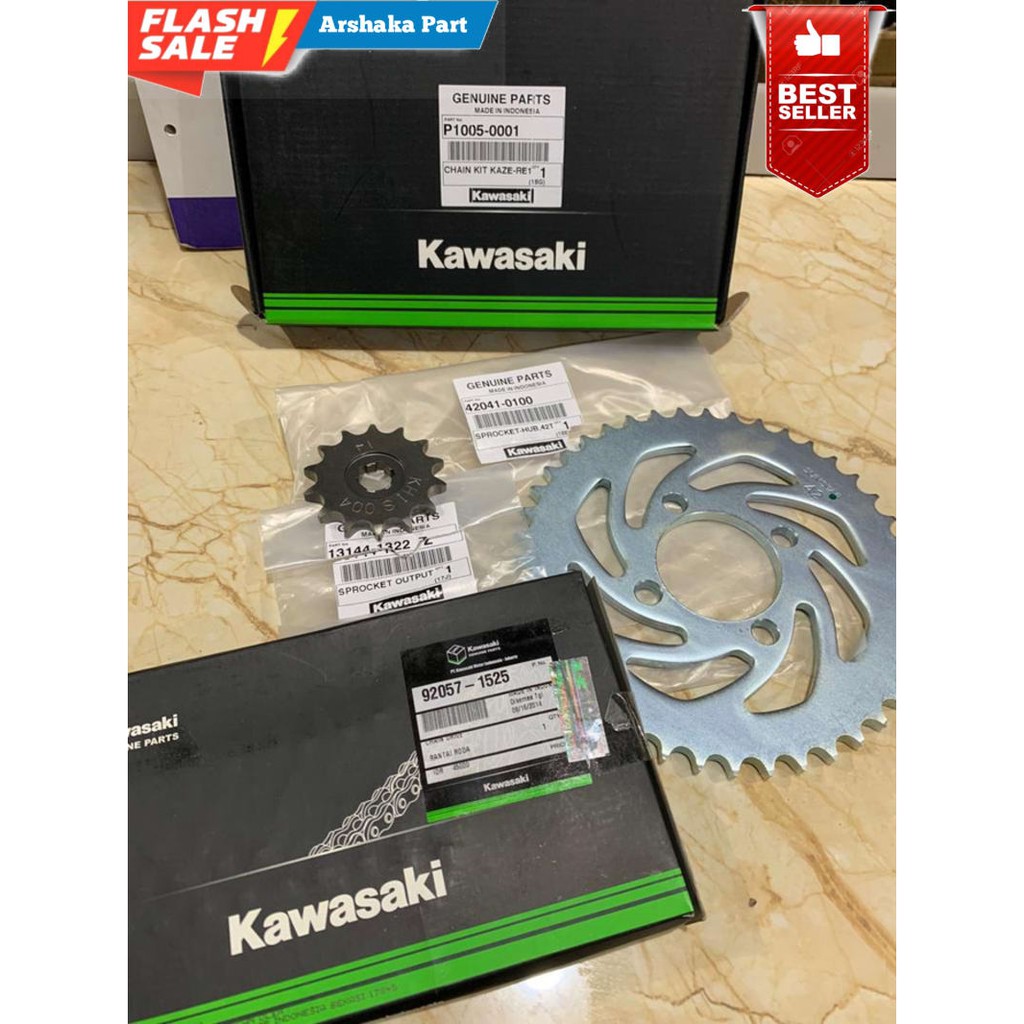PROMO RANTAI GEAR GIR SET KAZE R ASLI ORI KAWASAKI P1005-0001 PASTI ASLI ORIGINAL