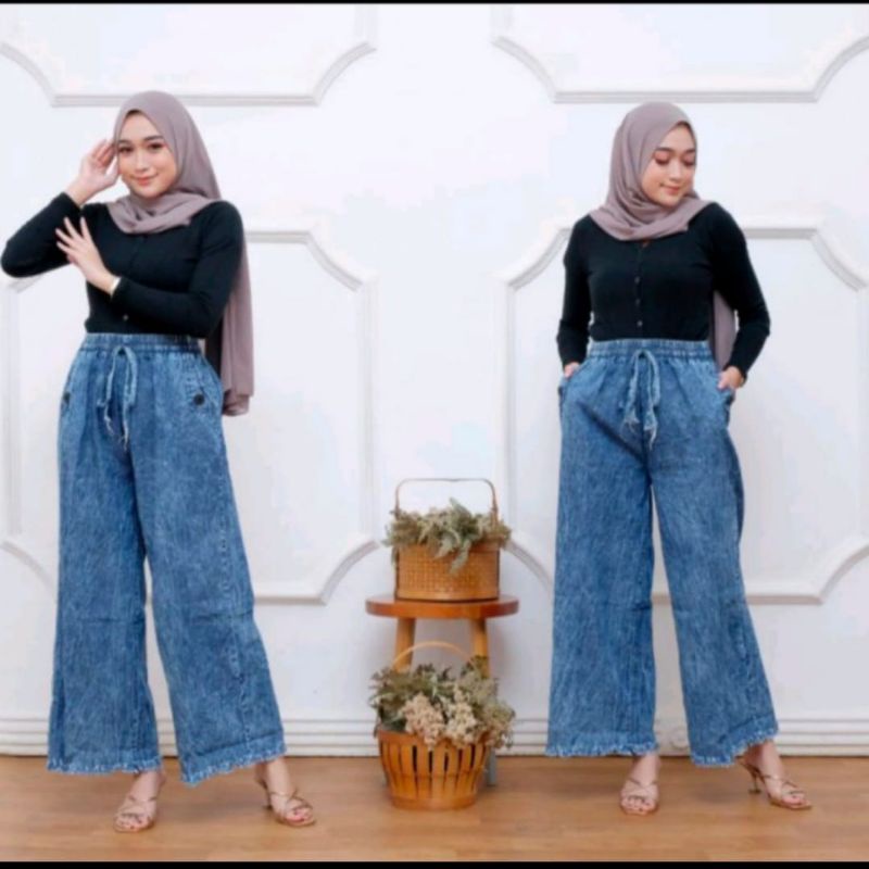 JUMBO Kulot Jeans Wanita Big Size / Celana Jeans Wanita BB 40-65 kg