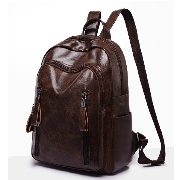 BJ57040 - BLACK/BROWN - TAS RANSEL PUNGGUNG SEKOLAH KULIT IMPORT JAKARTA JTF14245 EL679 KPC8952 CR7040 LT2130