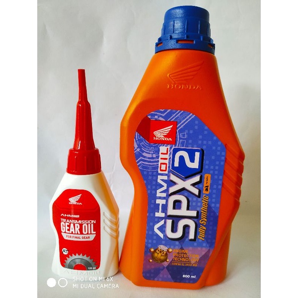 SALE - PAKET OLI AHM SPX2 0.8 L + OLI AHM GEAR 120 ML UNTUK MOTOR HONDA MATIC