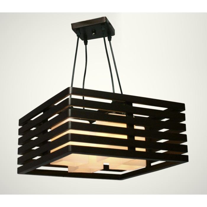Lampu hias gantung kaca kayu SQUARE DARK WOOD interior dekorasi rumah meja makan mini bar pantry led