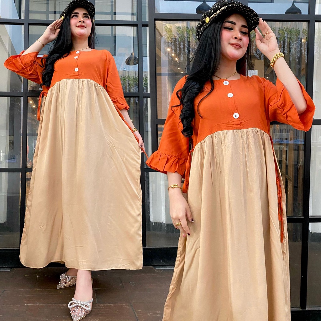 Gamis rayon warna warni branded bestseller DASTER REMPEL SUSUN