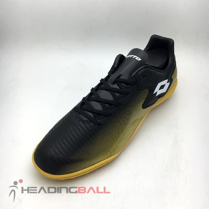 Sepatu Futsal Lotto Original Severe IN Black Metallic Gold L01040040