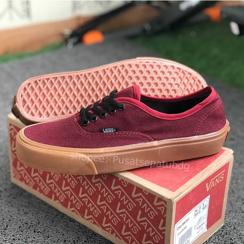 (BAYAR DITEMPAT) VANS AUTHENTIC GUM 4 WARNA BLACK NAVY MAROON GREY WAFFLE DT